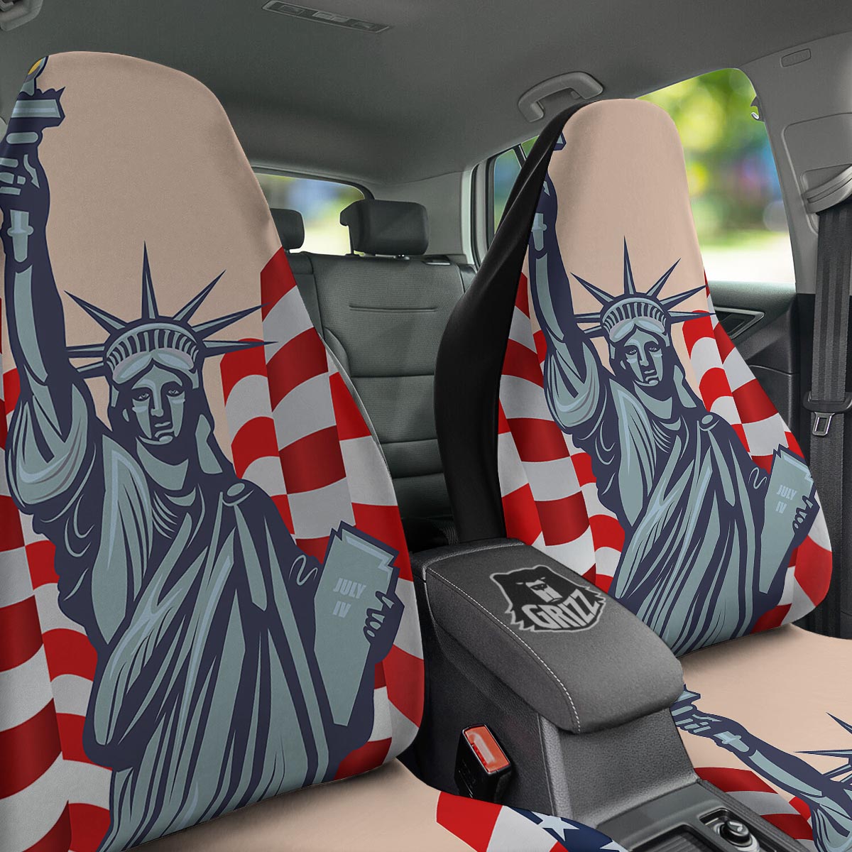 USA Flag Statue of Liberty Print Car Seat Covers-grizzshop