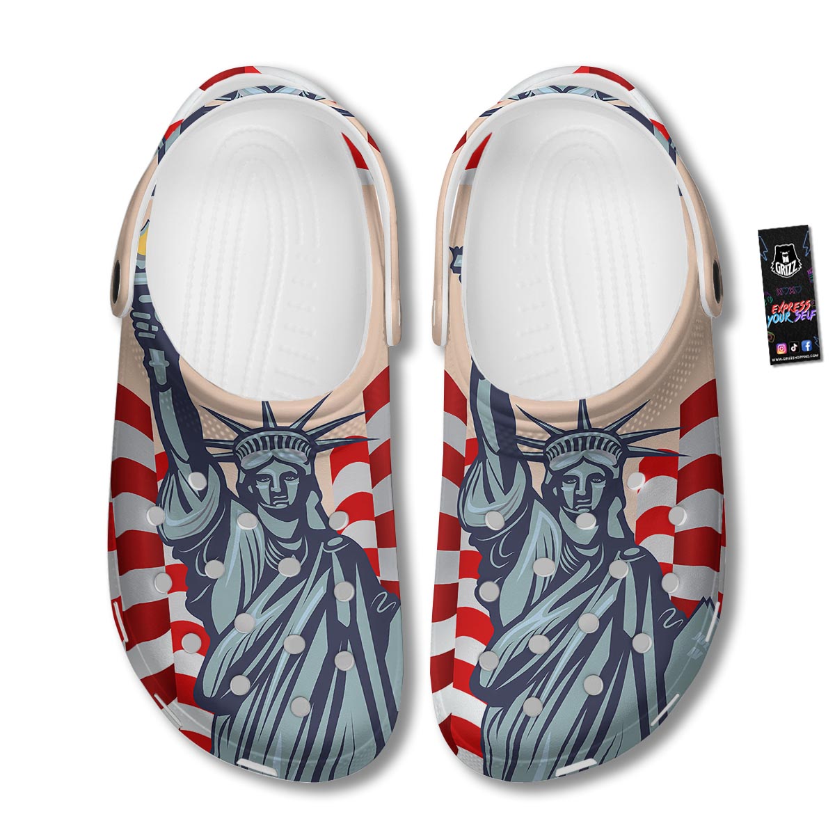 USA Flag Statue of Liberty Print Clog-grizzshop