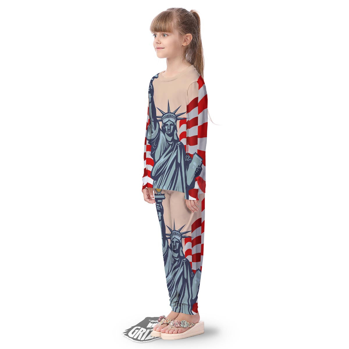 USA Flag Statue of Liberty Print Kid's Pajamas-grizzshop