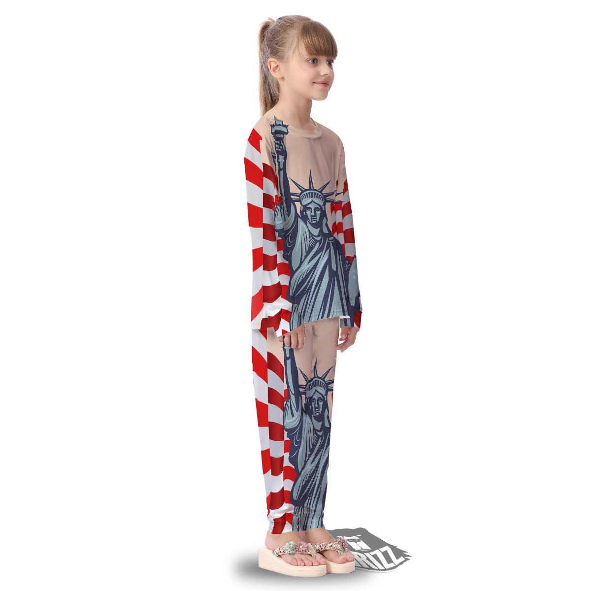 USA Flag Statue of Liberty Print Kid's Pajamas-grizzshop