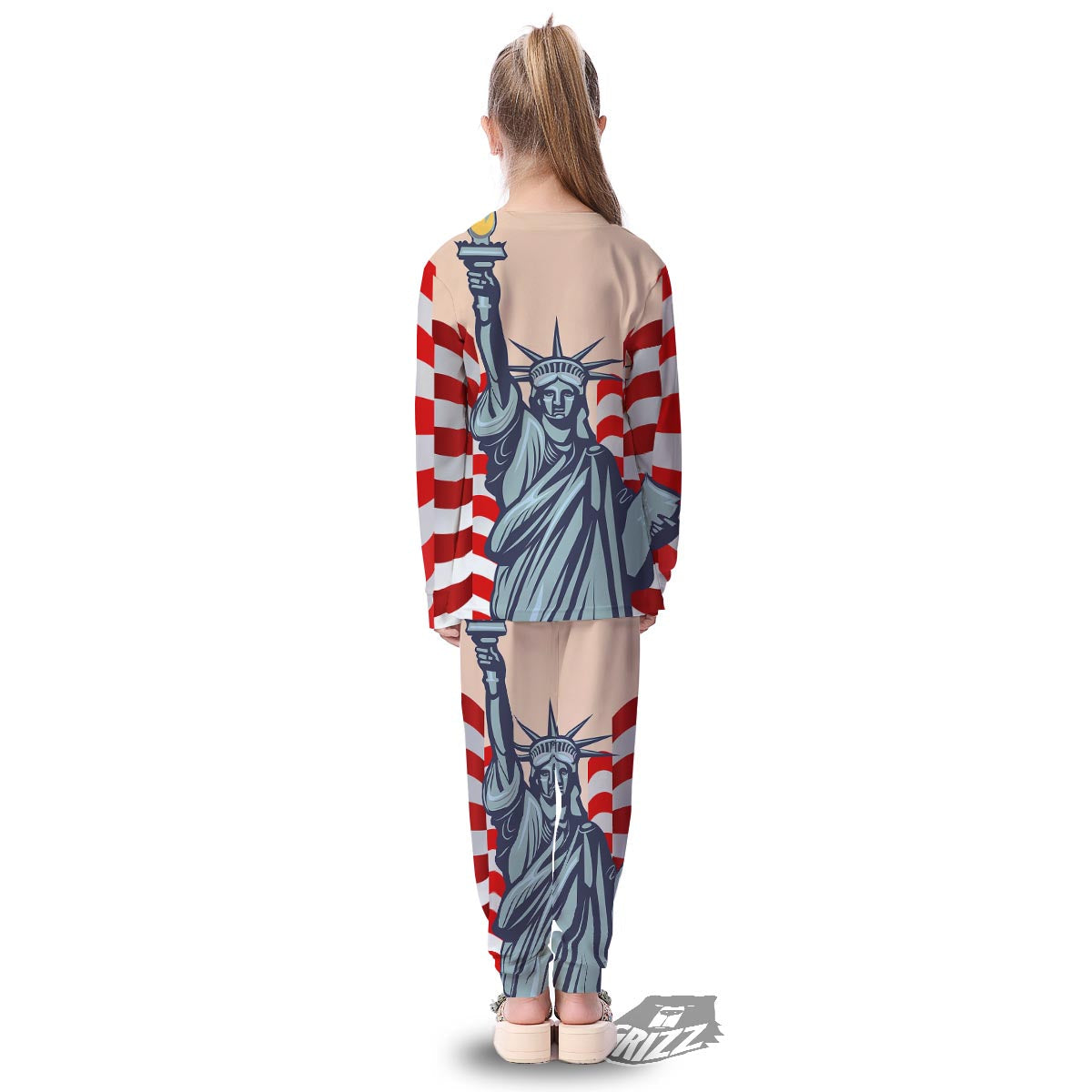 USA Flag Statue of Liberty Print Kid's Pajamas-grizzshop