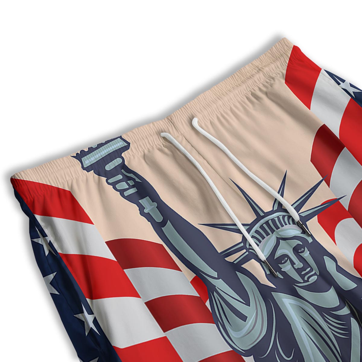 USA Flag Statue of Liberty Print Men's Athletic Shorts