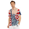 USA Flag Statue of Liberty Print Men's Golf Shirts-grizzshop