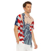 USA Flag Statue of Liberty Print Men's Golf Shirts-grizzshop