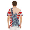 USA Flag Statue of Liberty Print Men's Golf Shirts-grizzshop