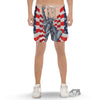 USA Flag Statue of Liberty Print Men's Gym Shorts-grizzshop