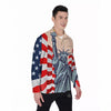 USA Flag Statue of Liberty Print Men's Long Sleeve Shirts-grizzshop