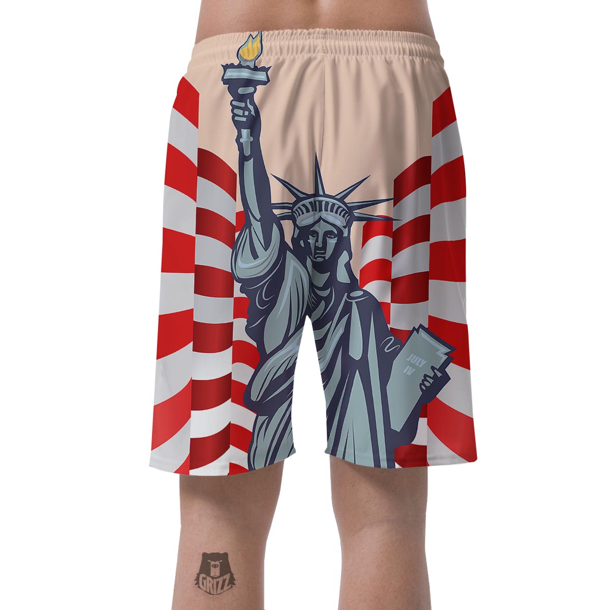 USA Flag Statue of Liberty Print Men's Shorts-grizzshop