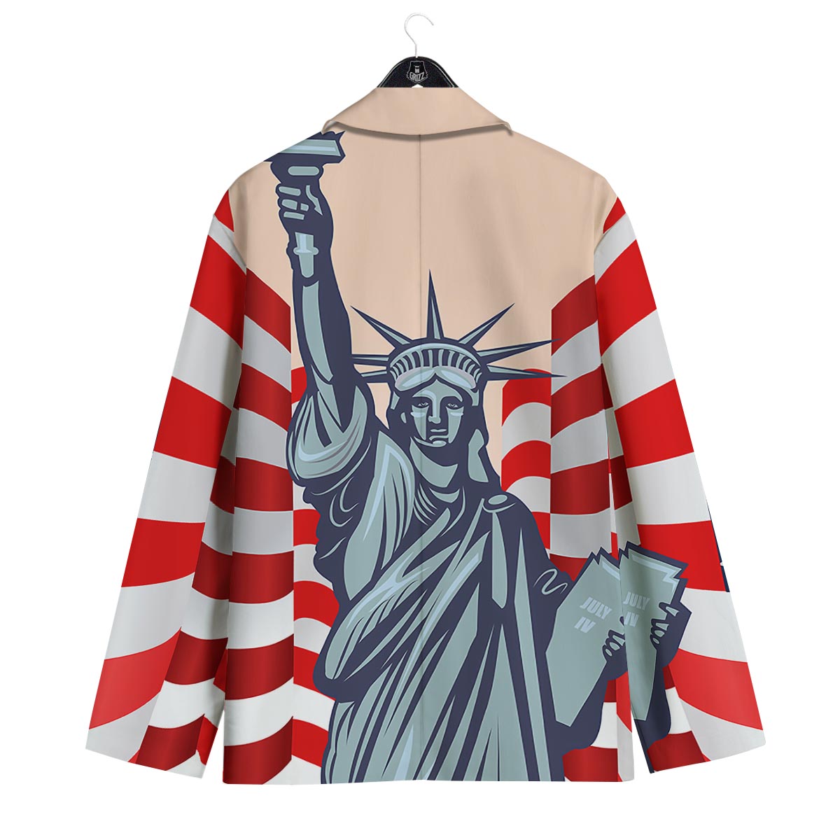 USA Flag Statue of Liberty Print Men's Sport Coat-grizzshop