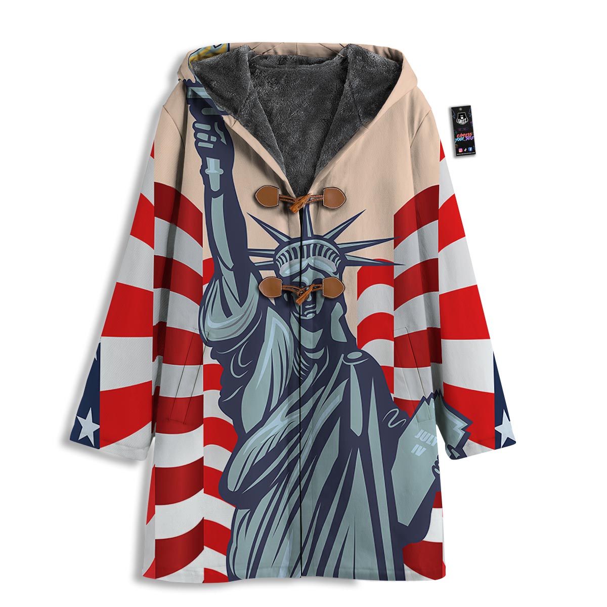 USA Flag Statue of Liberty Print Men's Windbreaker Jacket-grizzshop