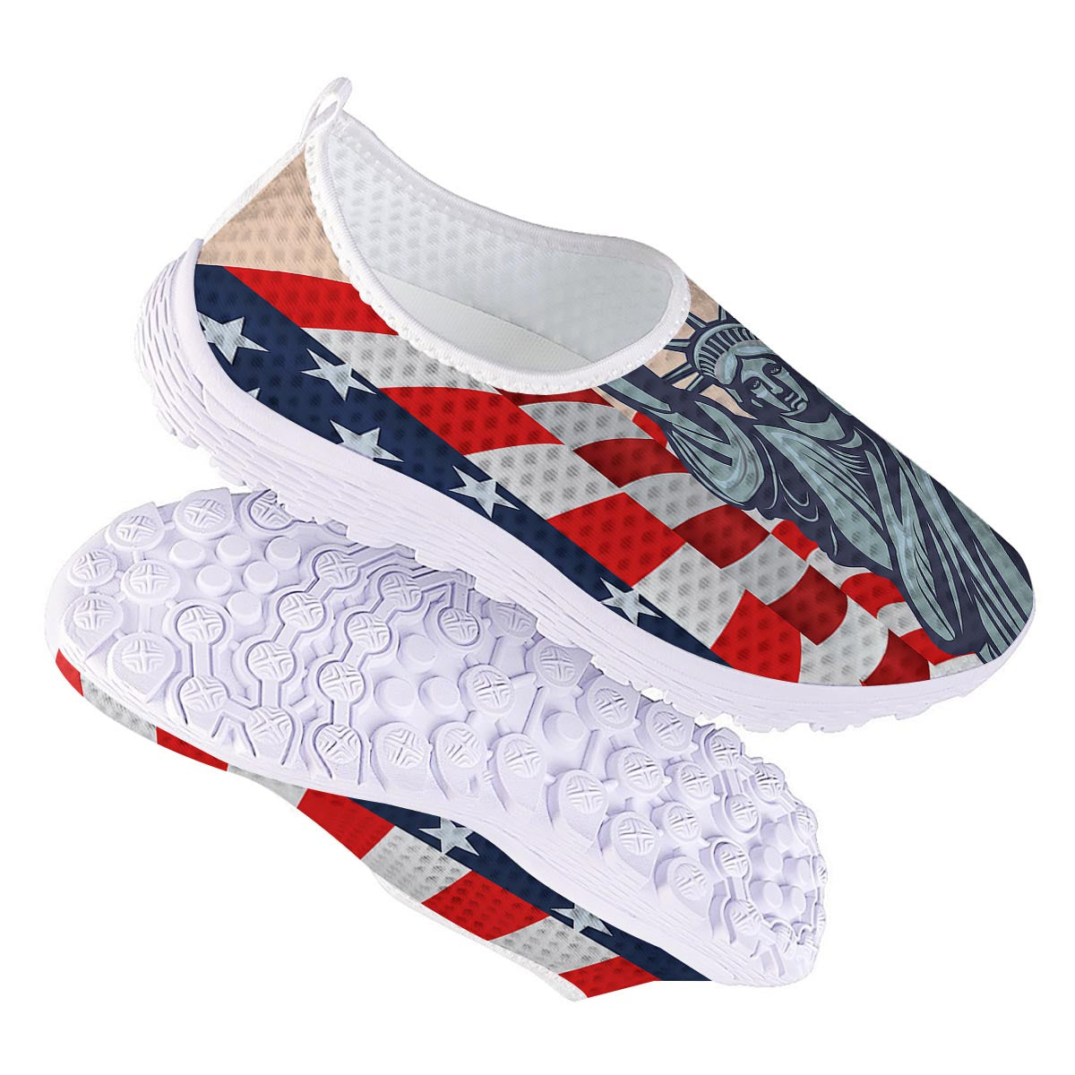 USA Flag Statue of Liberty Print Nurse Shoes-grizzshop