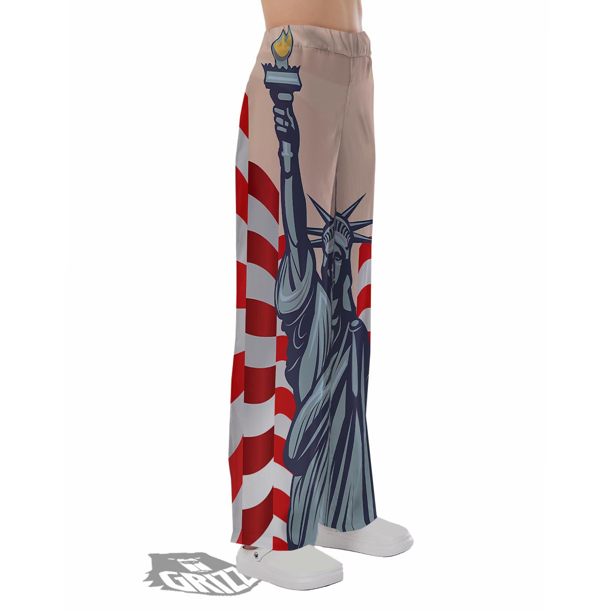 USA Flag Statue of Liberty Print Pajama Pants-grizzshop