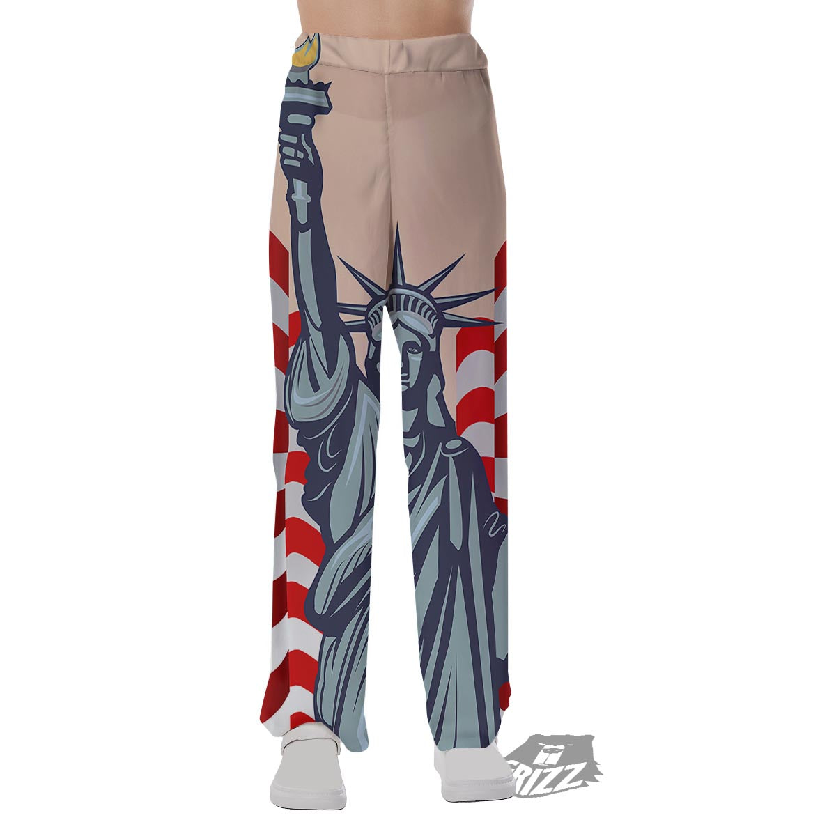 USA Flag Statue of Liberty Print Pajama Pants-grizzshop