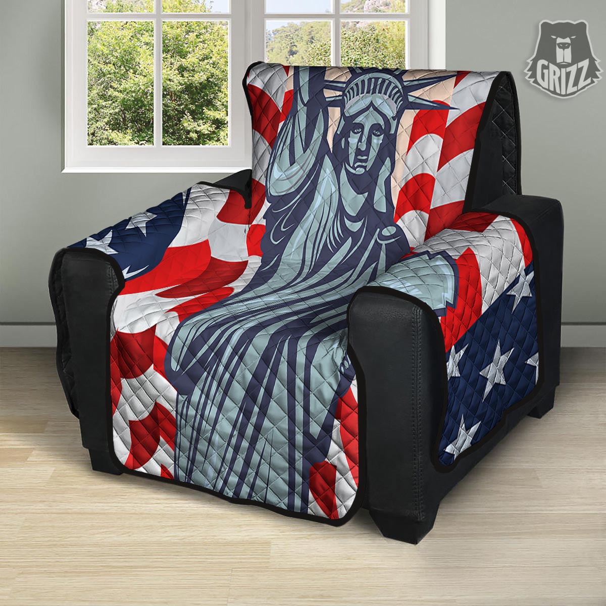 USA Flag Statue of Liberty Print Recliner Protector-grizzshop