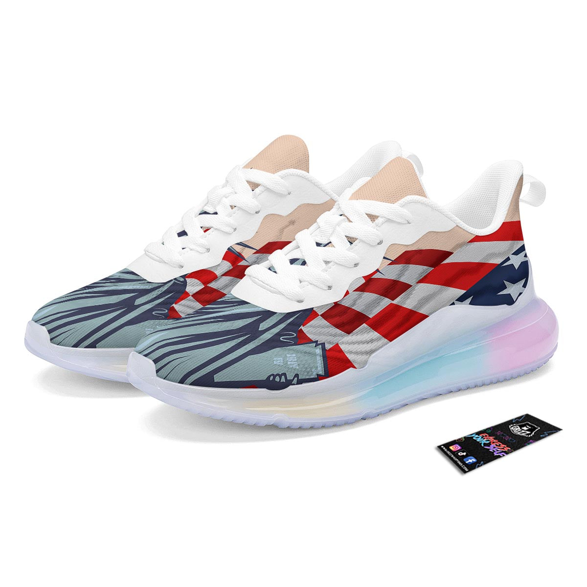 USA Flag Statue of Liberty Print Running Sneakers-grizzshop