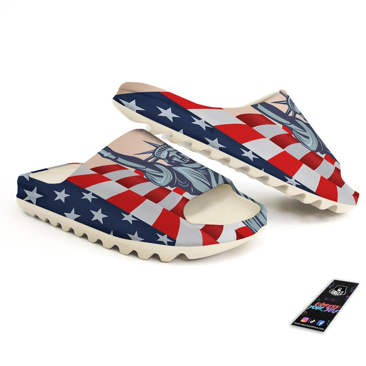 USA Flag Statue of Liberty Print Sandals-grizzshop