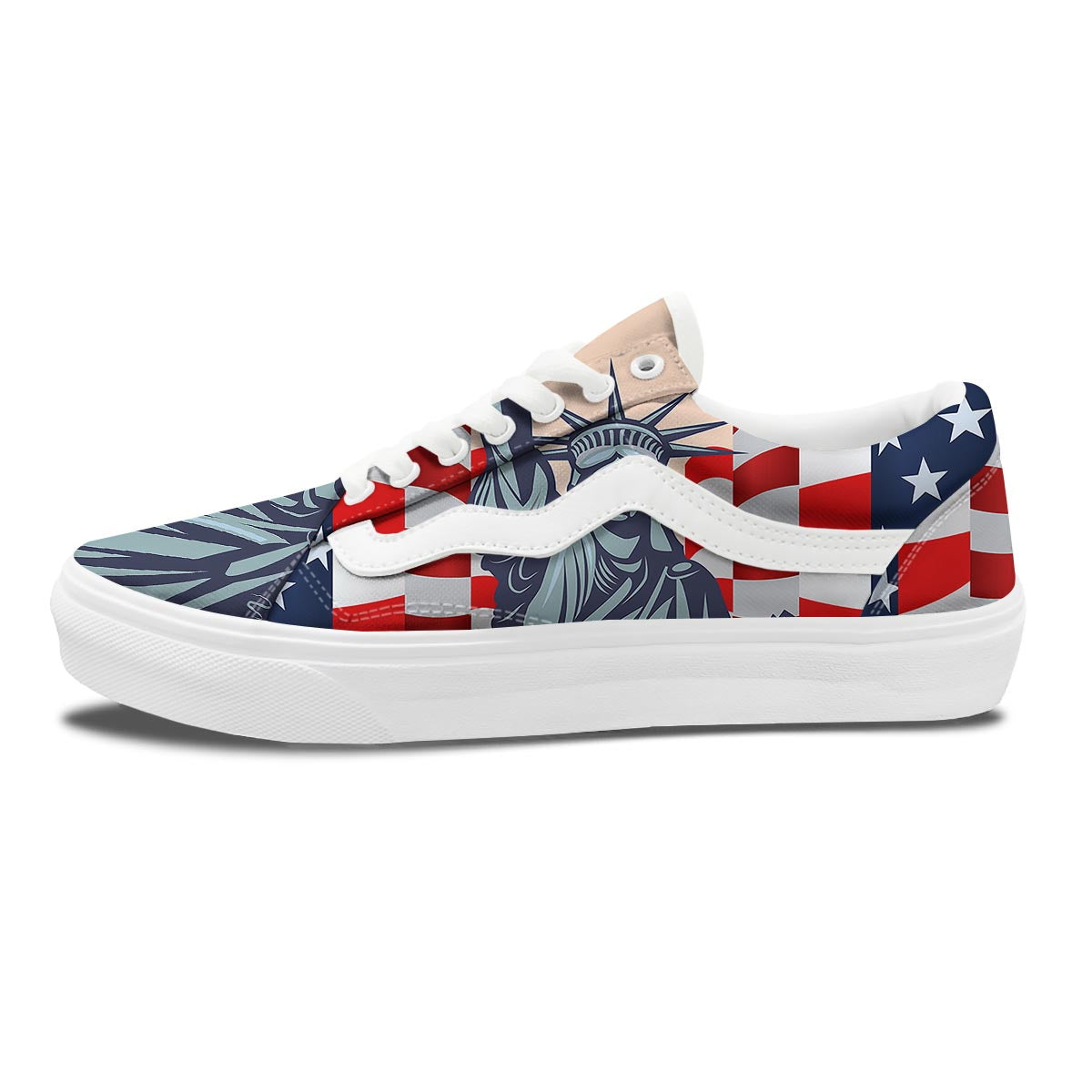 USA Flag Statue of Liberty Print Skate Shoes-grizzshop