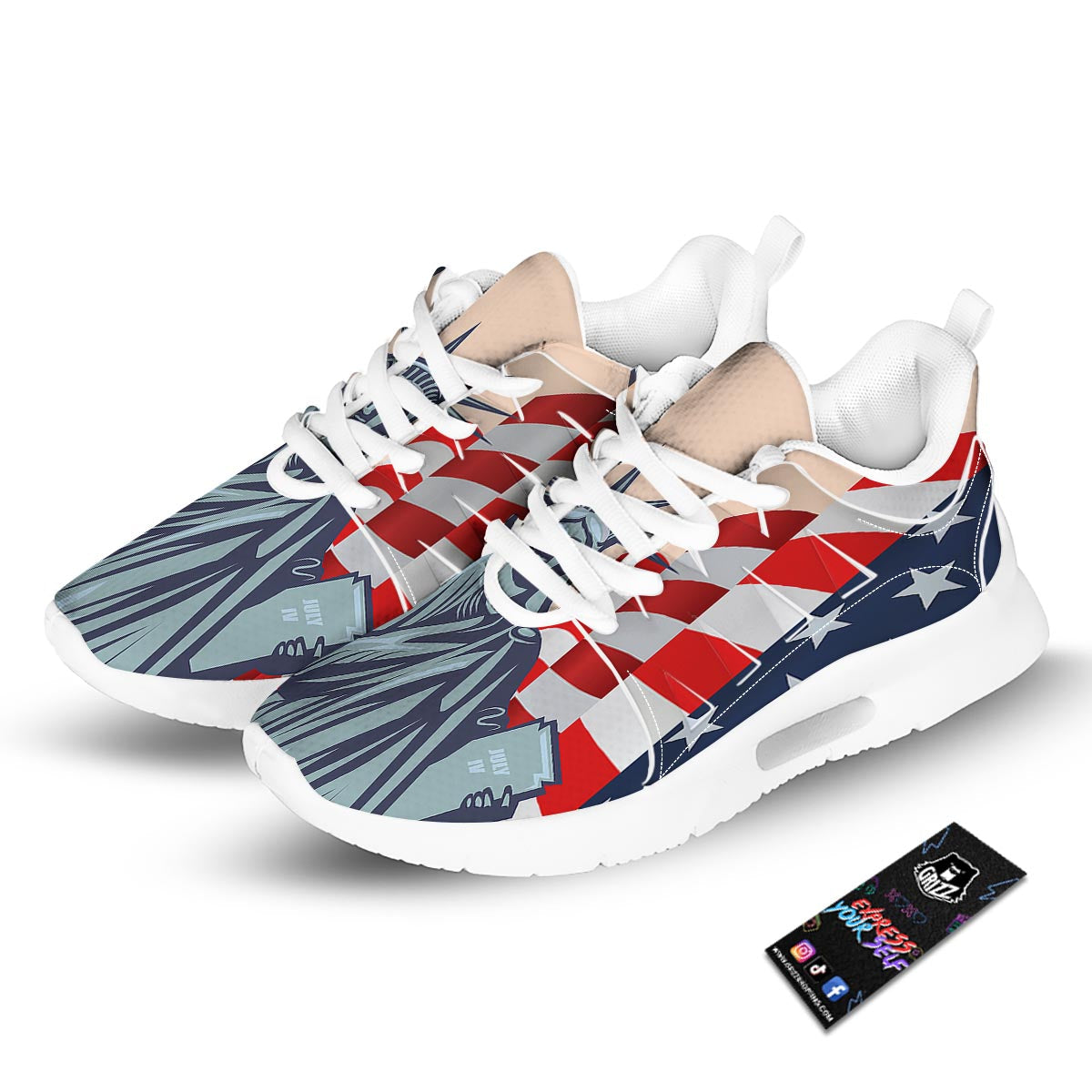 USA Flag Statue of Liberty Print Tennis Shoes-grizzshop