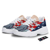 USA Flag Statue of Liberty Print White Chunky Shoes-grizzshop