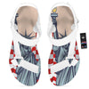 USA Flag Statue of Liberty Print White Open Toe Sandals-grizzshop