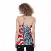 USA Flag Statue of Liberty Print Women's Racerback Tank Top-grizzshop