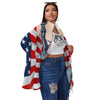 USA Flag Statue of Liberty Print Women's Sherpa Jacket-grizzshop