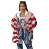 USA Flag Statue of Liberty Print Women's Sherpa Jacket-grizzshop