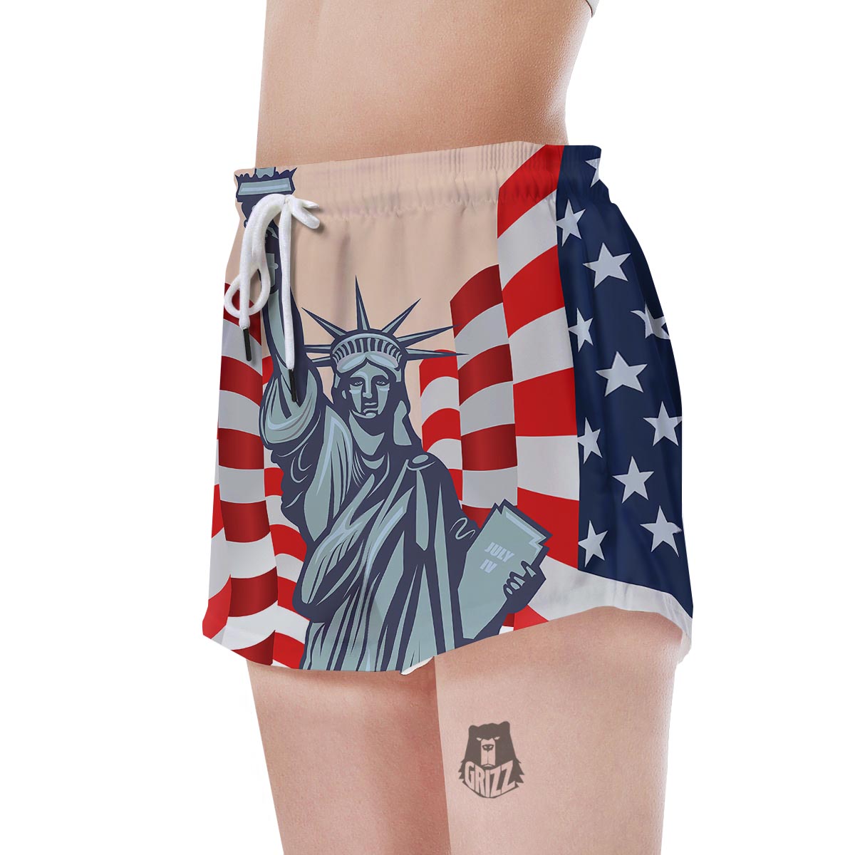 USA Flag Statue of Liberty Print Women's Shorts-grizzshop