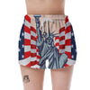 USA Flag Statue of Liberty Print Women's Shorts-grizzshop