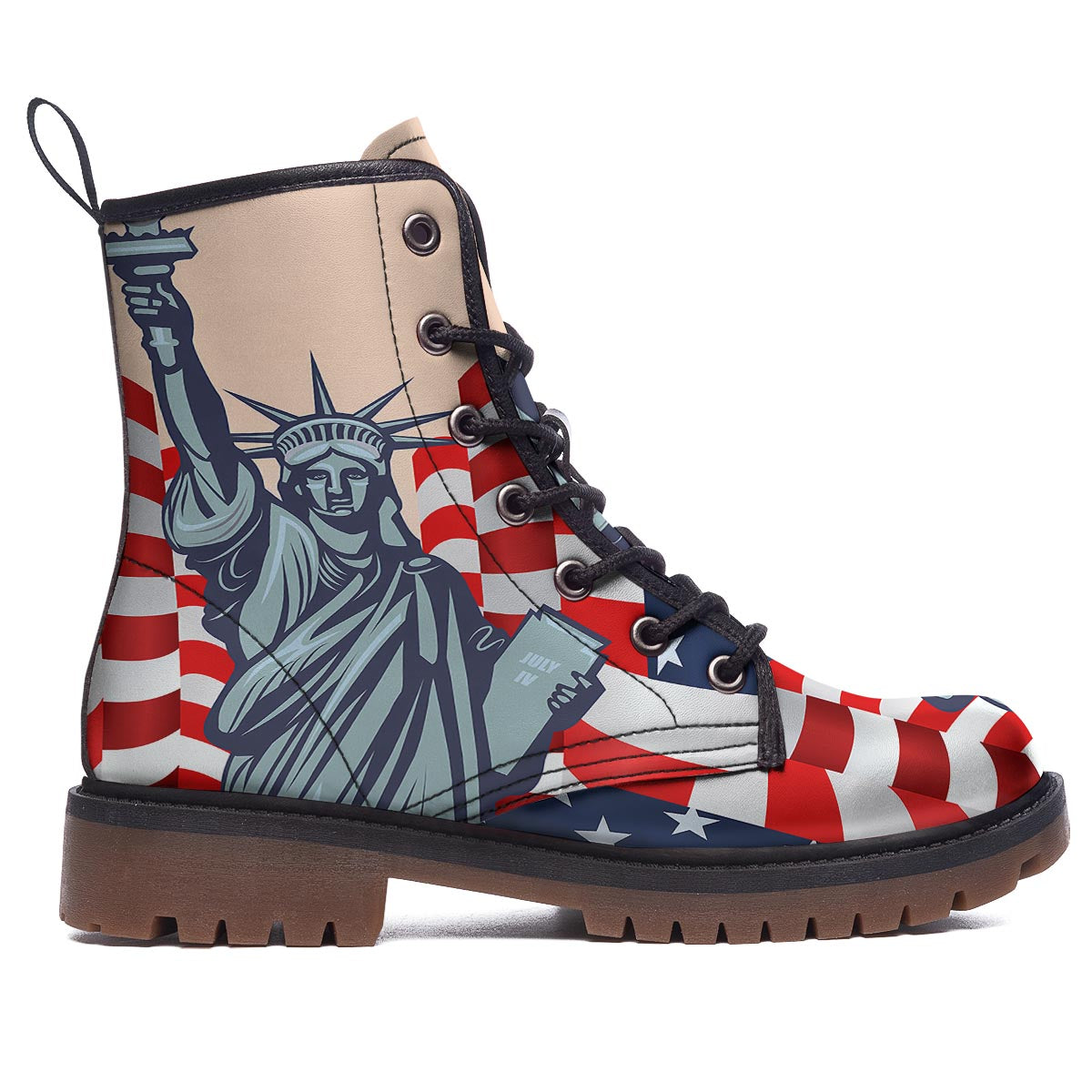 USA Flag Statue of Liberty Print Work Boots-grizzshop