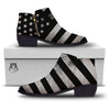 USA Flag White And Black Print Ankle Boots-grizzshop