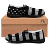 USA Flag White And Black Print Black Loafers-grizzshop