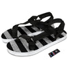 USA Flag White And Black Print Black Open Toe Sandals-grizzshop