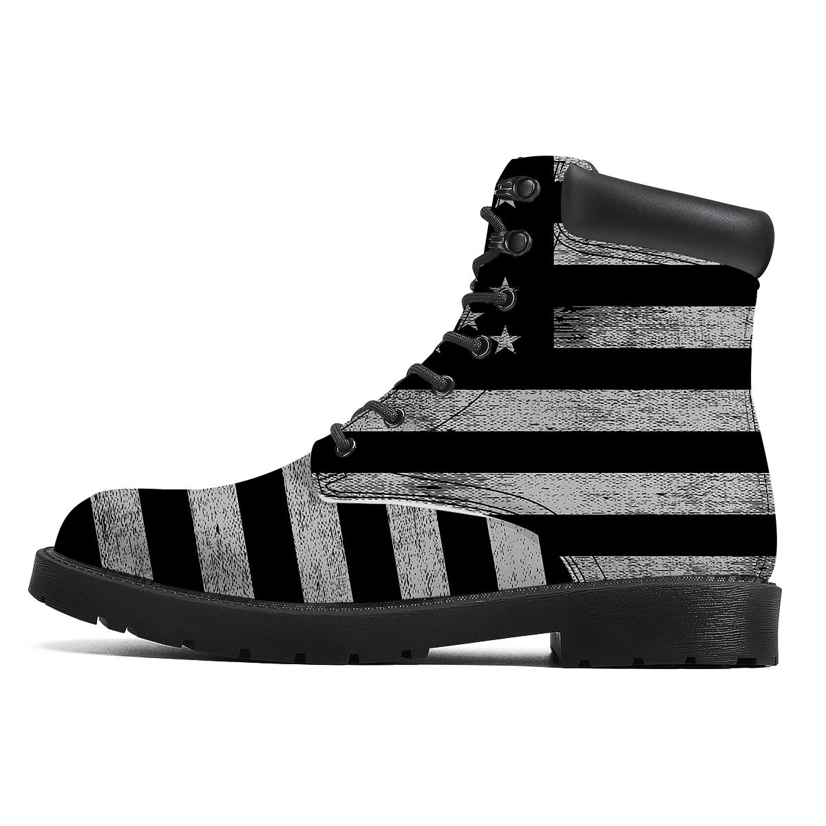 USA Flag White And Black Print Boots-grizzshop