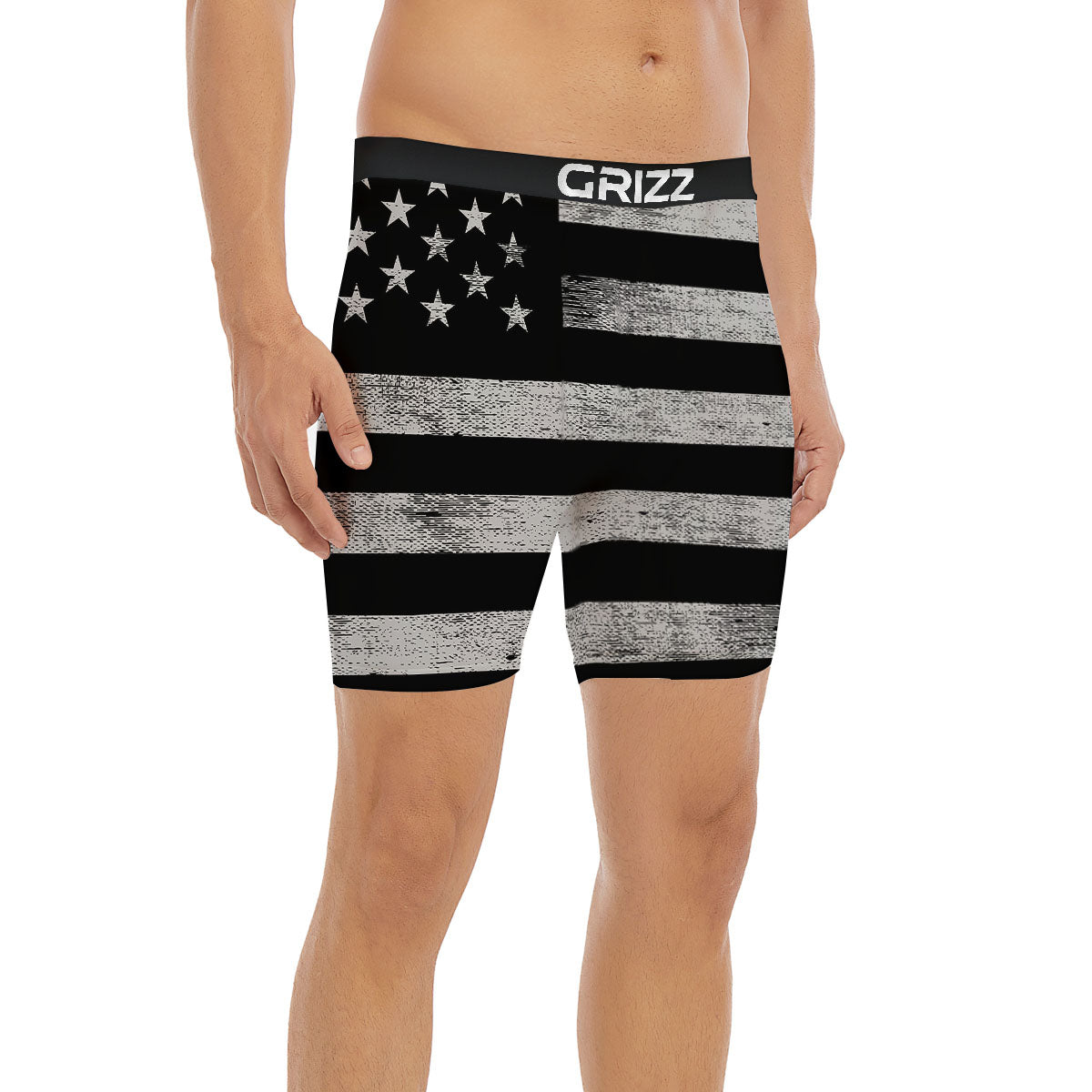 USA Flag White And Black Print Boxer Briefs-grizzshop