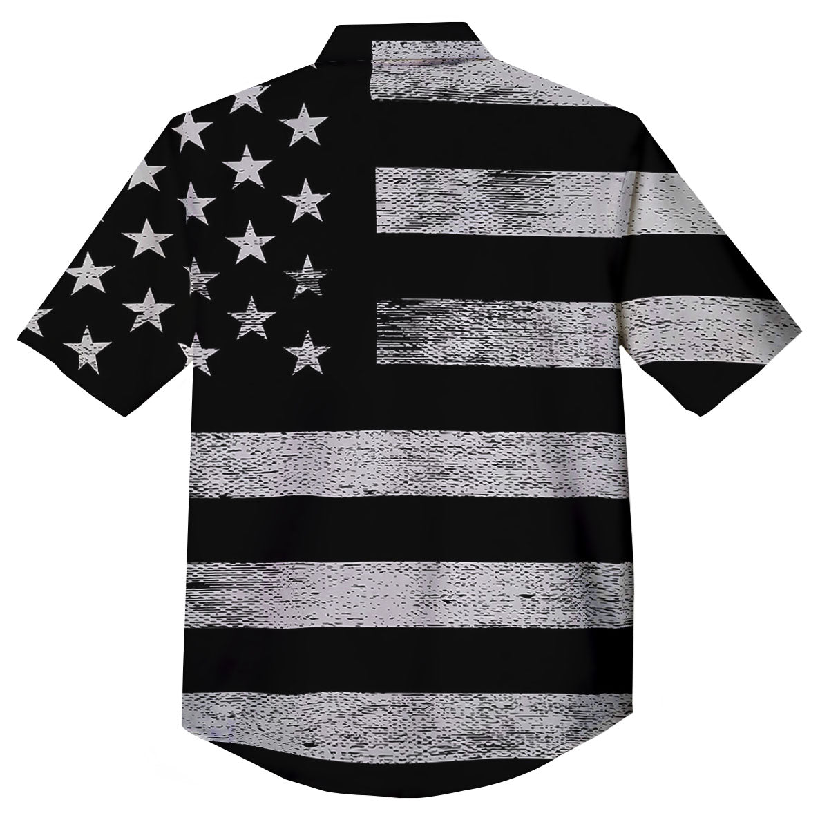 USA Flag White And Black Print Button Up Shirt-grizzshop