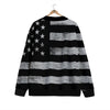 USA Flag White And Black Print Cardigan-grizzshop