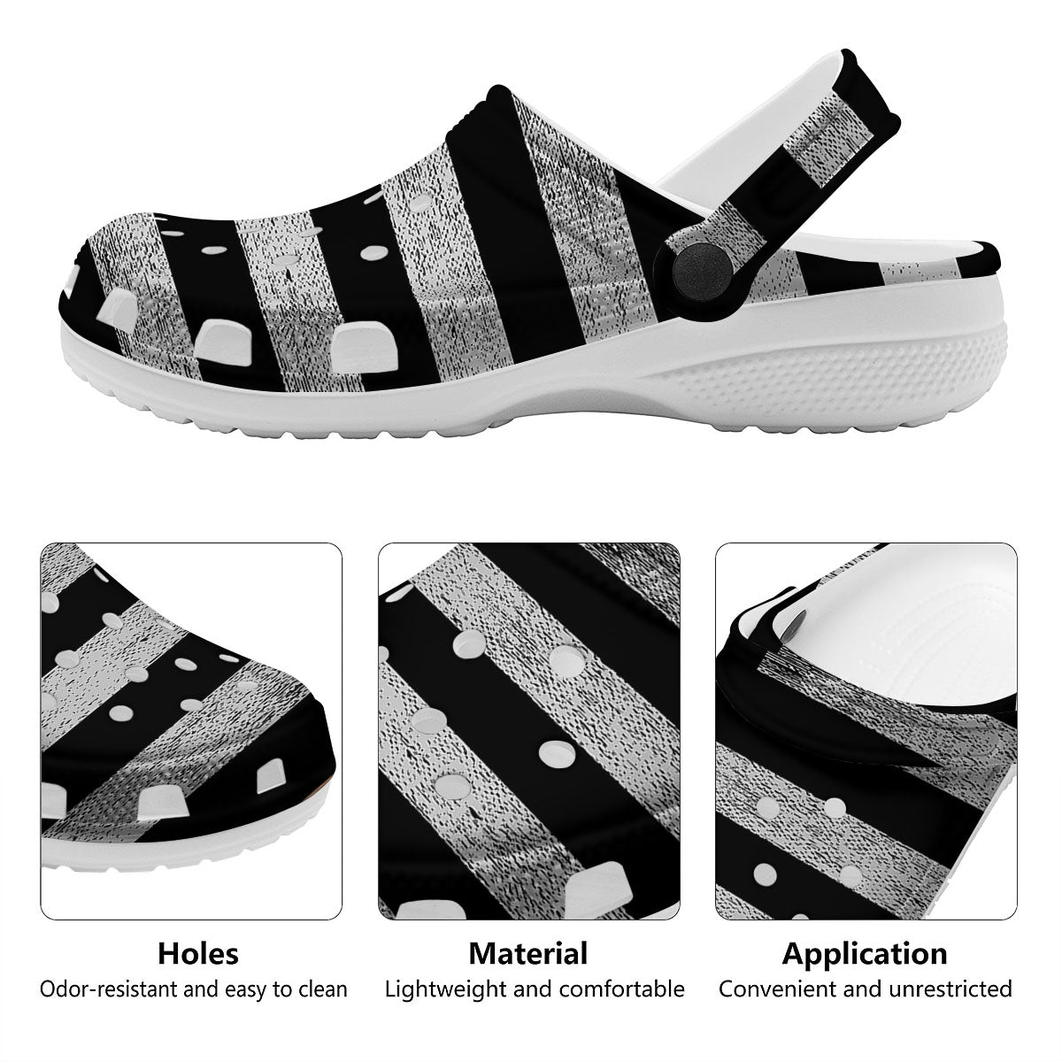 USA Flag White And Black Print Clog-grizzshop