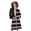 USA Flag White And Black Print Kimono-grizzshop