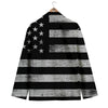 USA Flag White And Black Print Men's Blazer-grizzshop