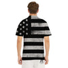 USA Flag White And Black Print Men's Golf Shirts-grizzshop