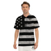 USA Flag White And Black Print Men's Golf Shirts-grizzshop