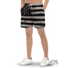 USA Flag White And Black Print Men's Gym Shorts-grizzshop