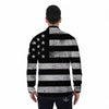 USA Flag White And Black Print Men's Long Sleeve Shirts-grizzshop