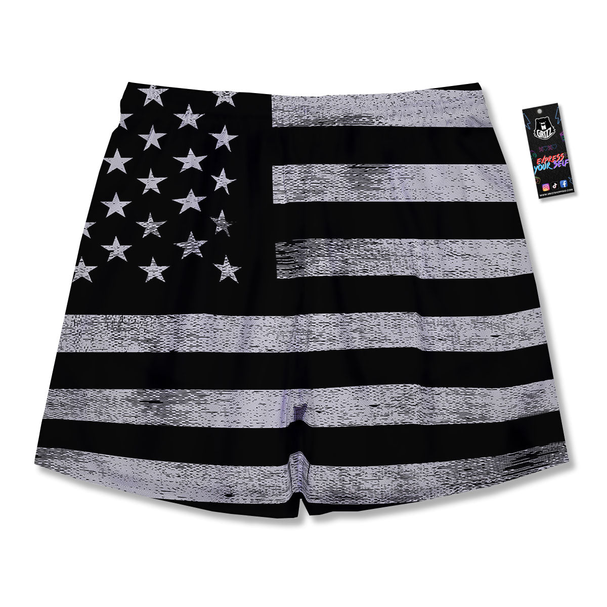 Black and white 2024 american flag shorts