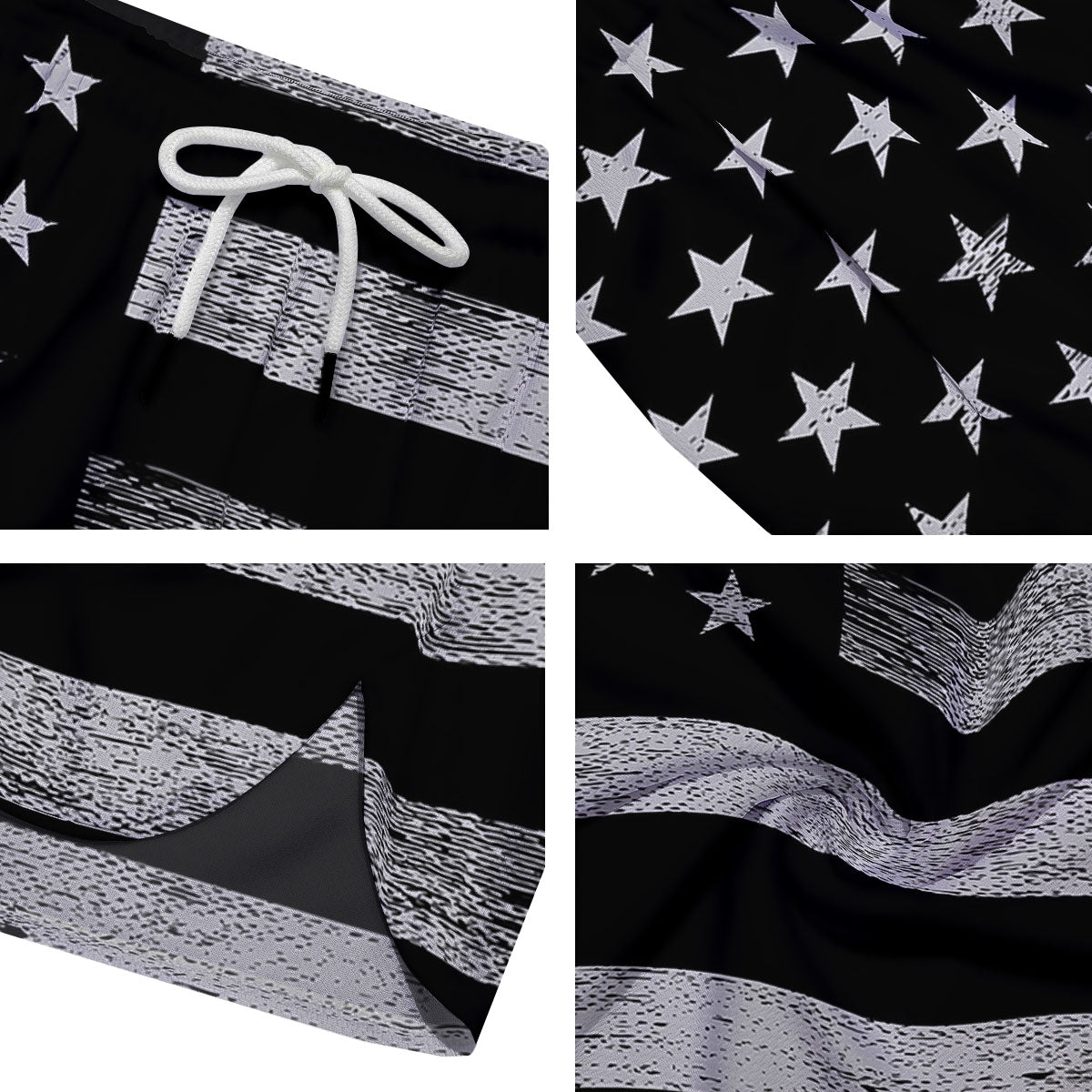 USA Flag White And Black Print Men's Running Shorts-grizzshop