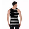 USA Flag White And Black Print Men's Tank Top-grizzshop