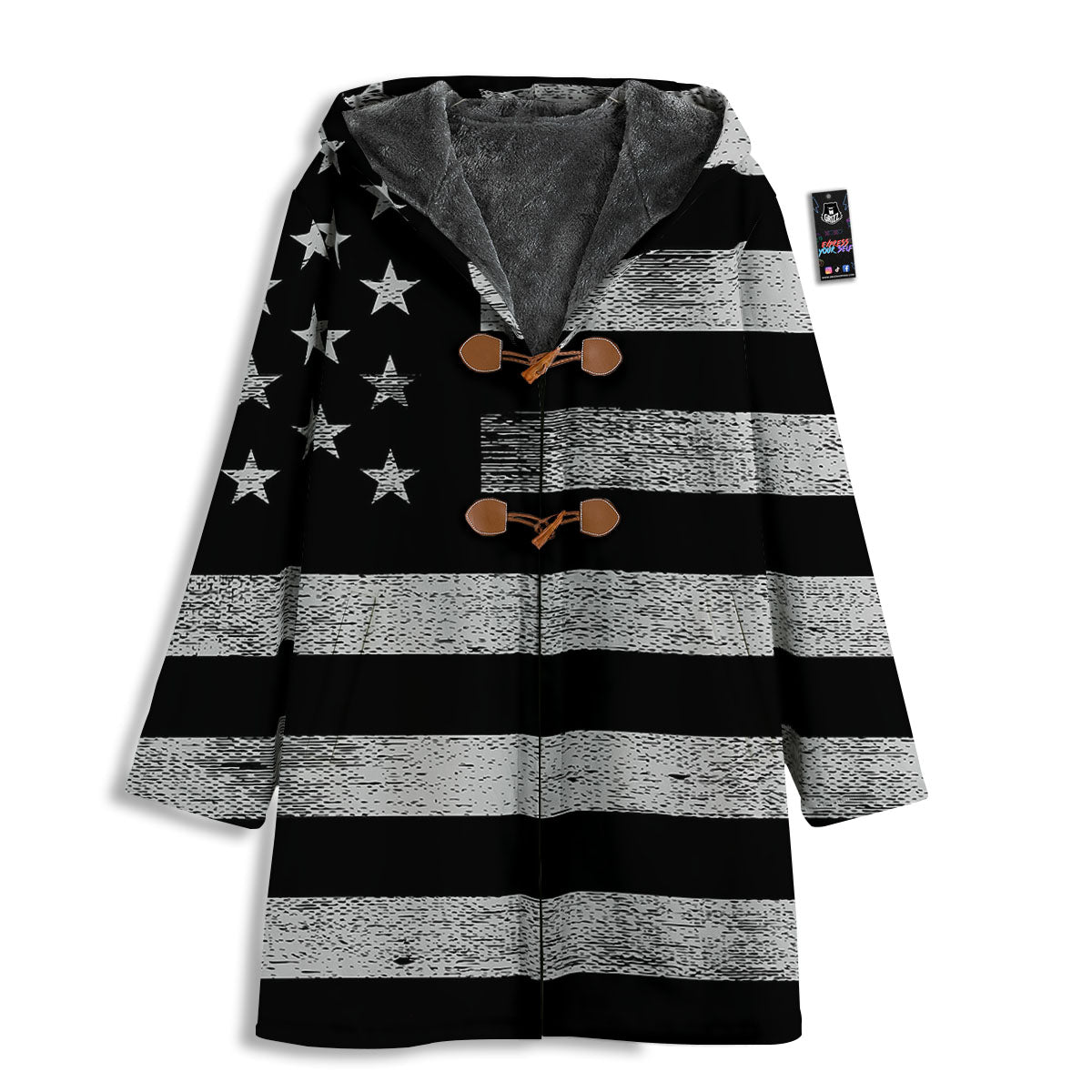USA Flag White And Black Print Men's Windbreaker Jacket-grizzshop