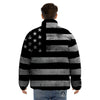 USA Flag White And Black Print Puffer Jacket-grizzshop