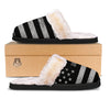 USA Flag White And Black Print Slippers-grizzshop